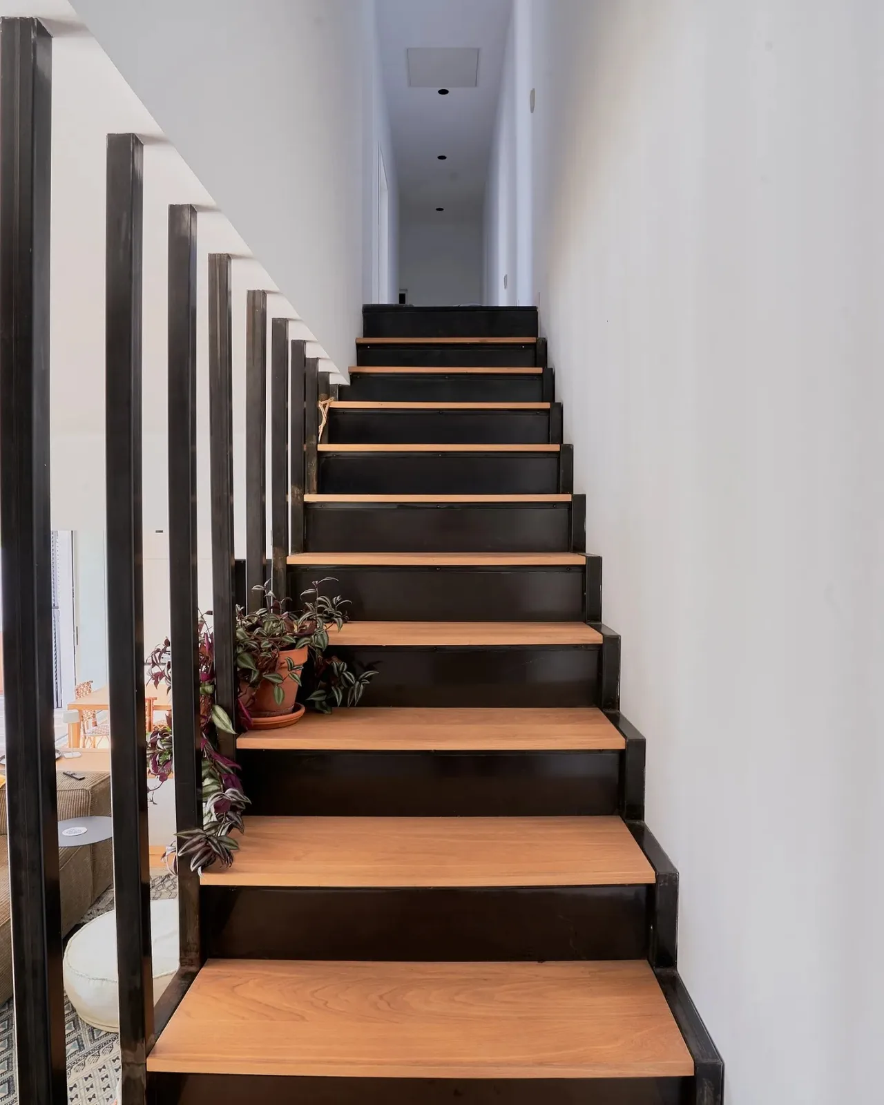 Escalier quart-tournant acier et bois