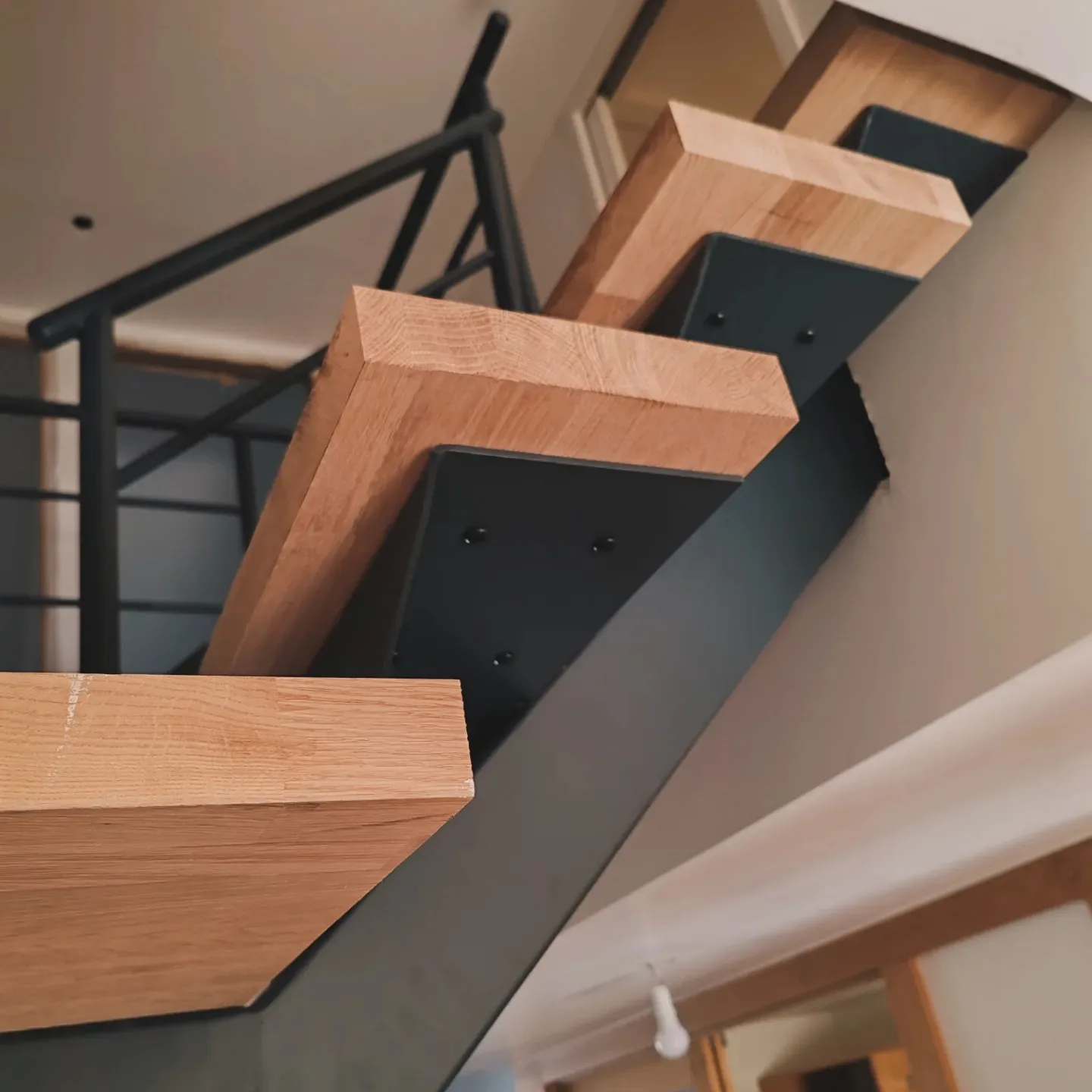 Escalier quart-tournant acier et bois